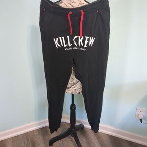 Kill Crew Men's Graphic-Print Drawstring Pocket Joggers Black large